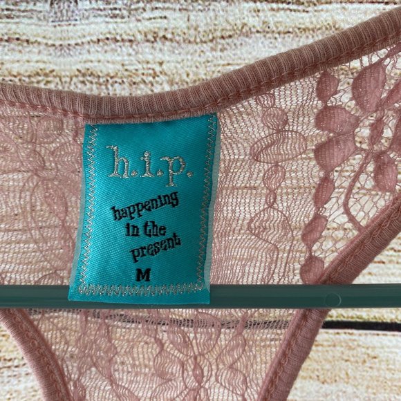 Cute pink rose lace racerback tank top Medium - Picture 3 of 5